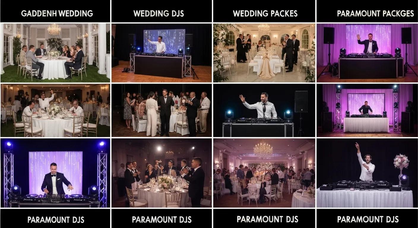 Visual representation of various wedding DJ packages offered by Paramount DJs