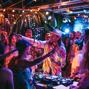 Live music event in Surry Hills with DJ and band creating a vibrant atmosphere
