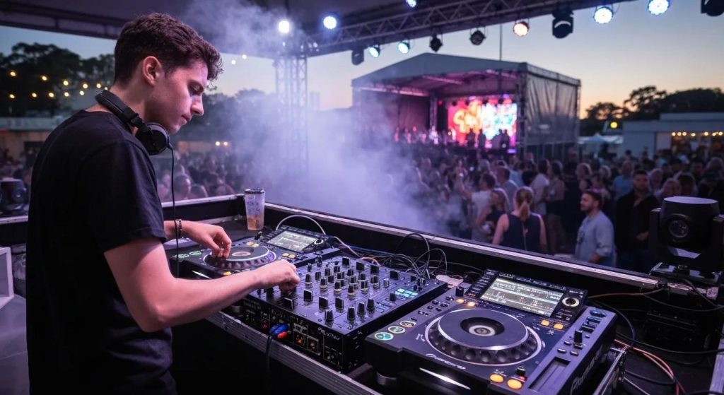 Professional DJ setup at a lively event in Canterbury-Bankstown