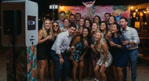 Photobooth at a lively party in Manly with guests enjoying and capturing moments