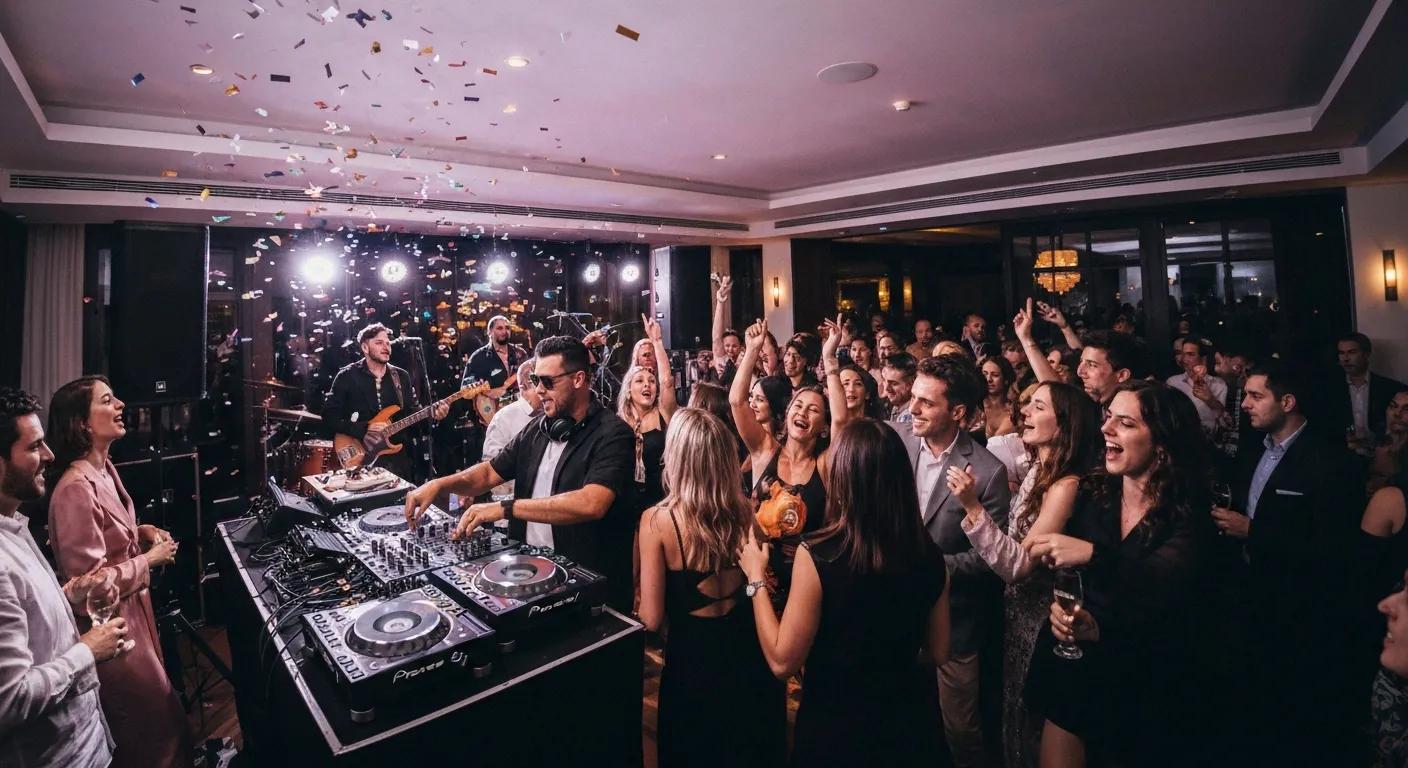 DJ and live band performing at a party in Surry Hills, illustrating a vibrant and engaging celebration