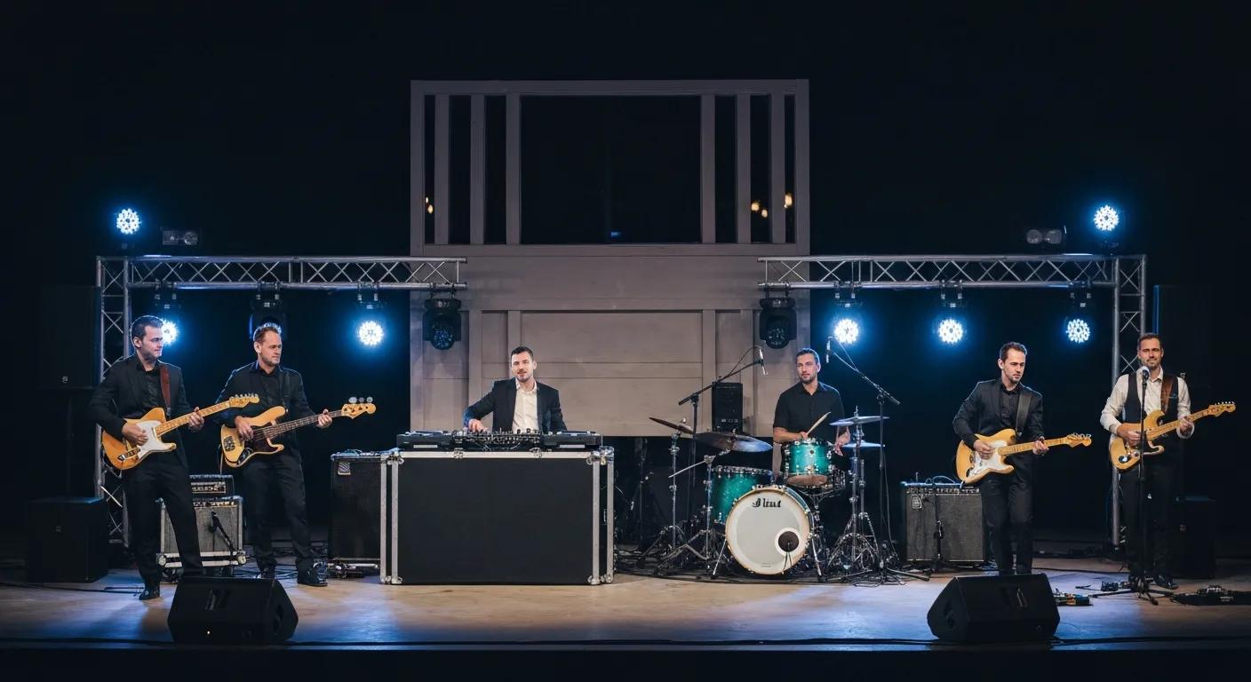 Comparison of DJ and live band setups for weddings