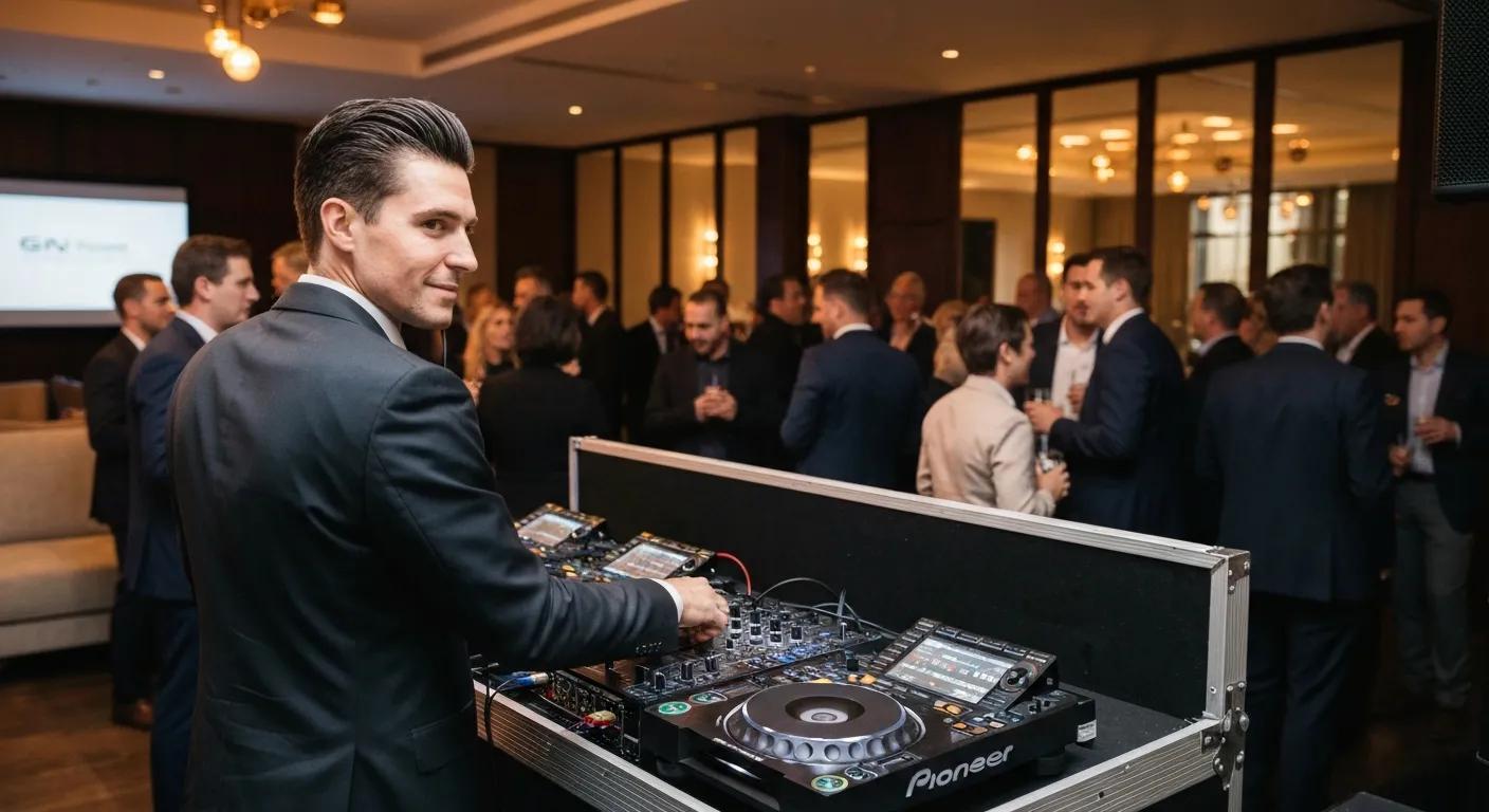 Professional DJ at a corporate event in Surry Hills, enhancing the networking atmosphere with music